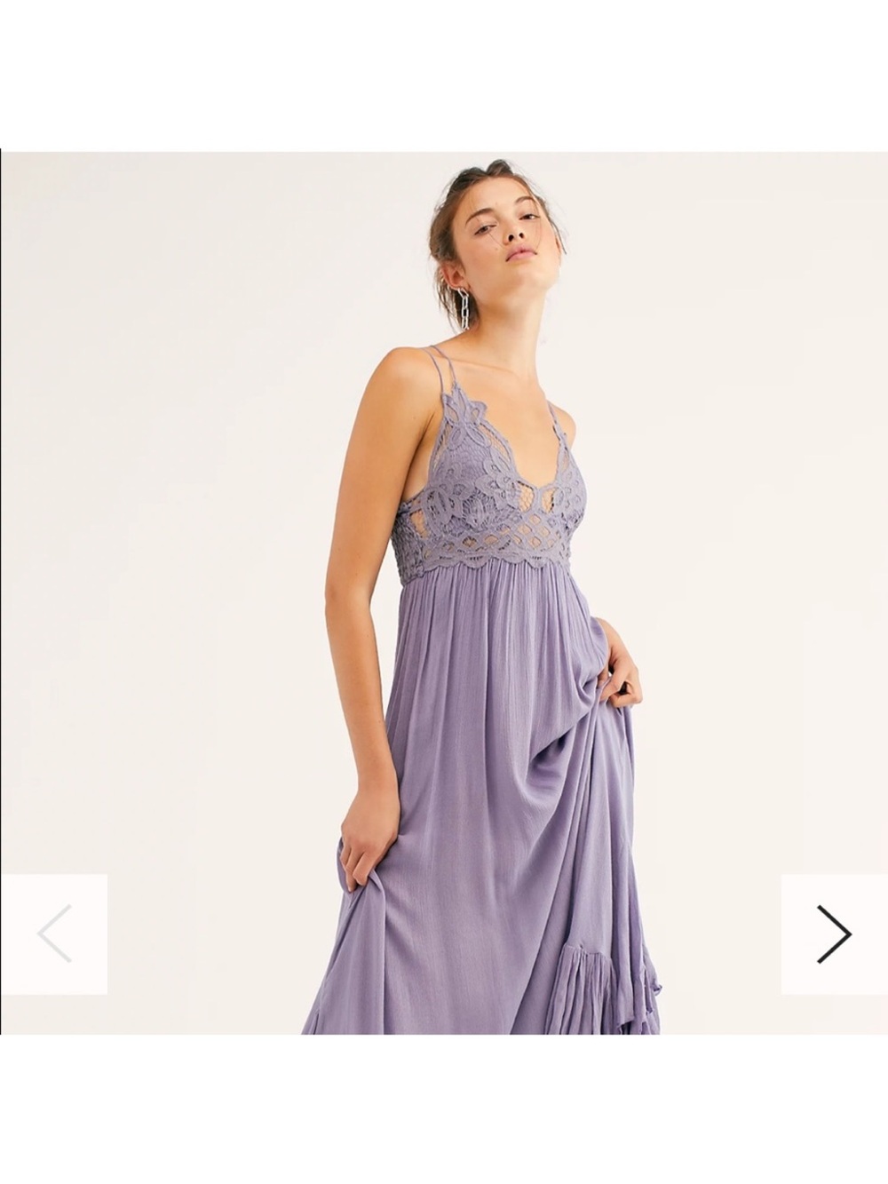 Free People Lace-Trim adella maxi dress in mauve / purple